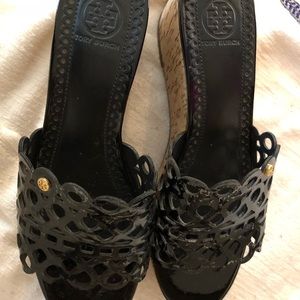 Tory Burch Black Wedge Sandals